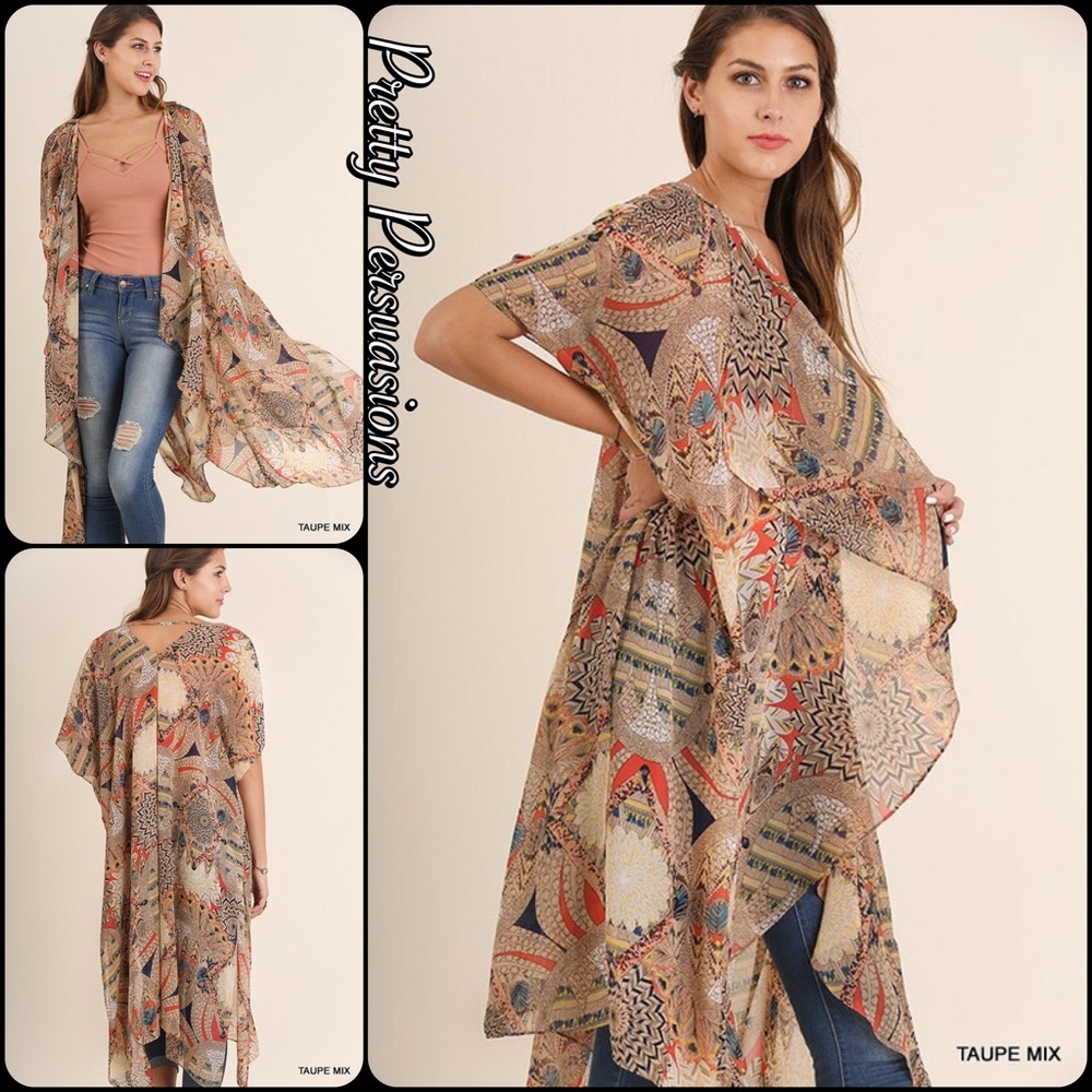 ❤️ Vintage Print Long Layering Boho Kimono Cardigan - Picture 6 of 7
